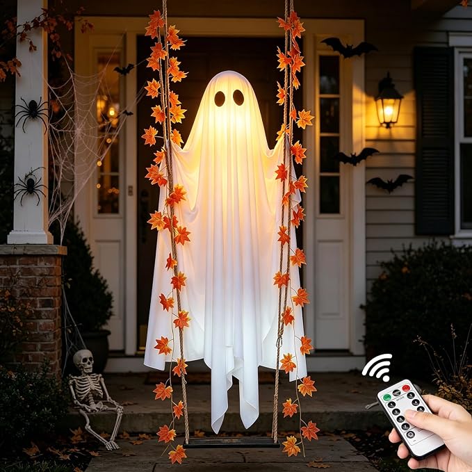 Mroace Swinging Ghost Halloween Decoration - 4.4FT