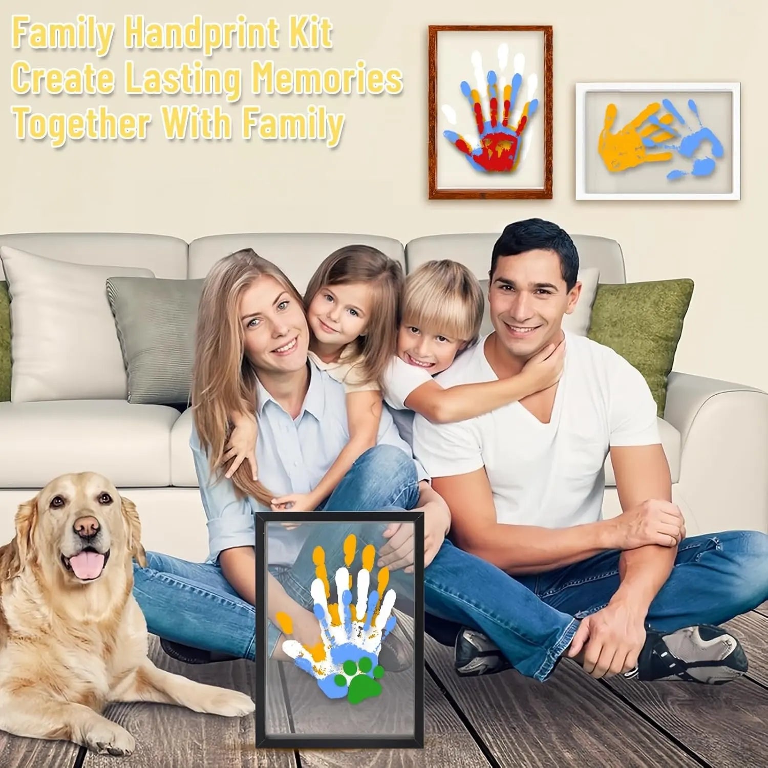 Mroace Wooden Transparent DIY Family Handprint Photo Frame Set