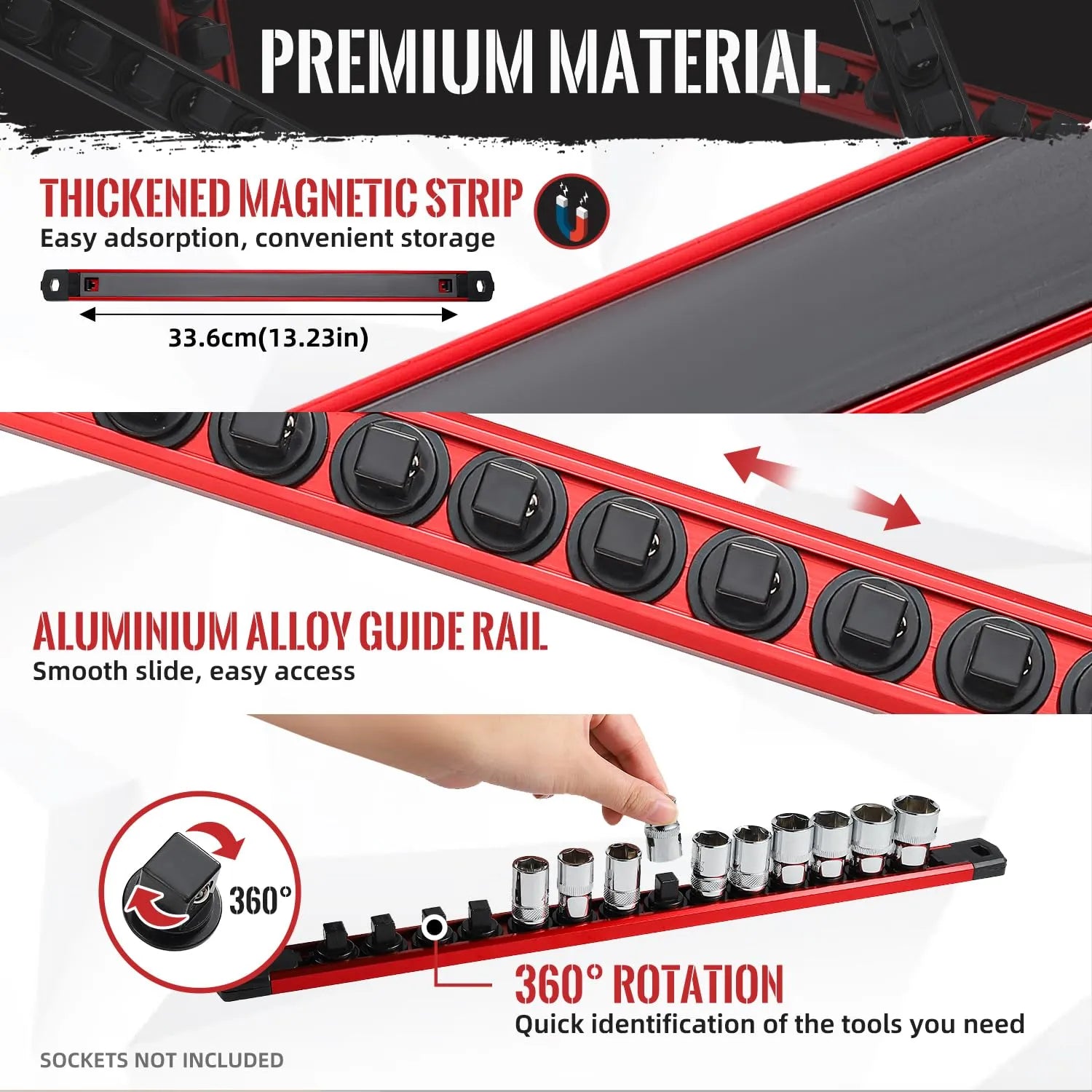 Mroace Magnetic Aluminum Alloy Socket Organizer Rail