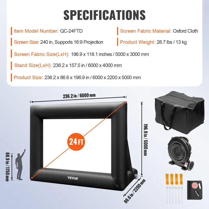 Mroace 24FT Inflatable Outdoor Movie Screen with Air Blower