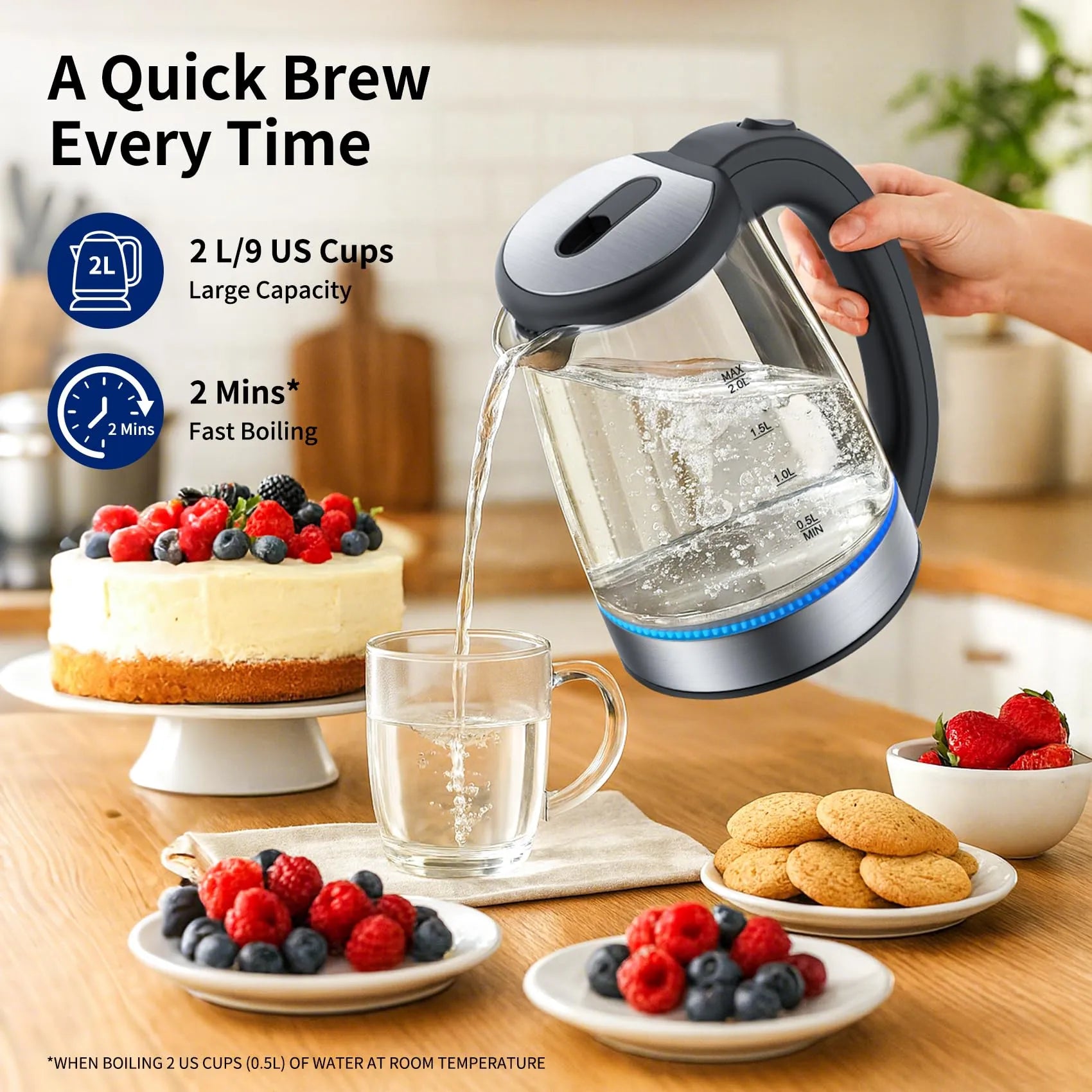 Mroace Fast Boiling Glass Electric Kettle