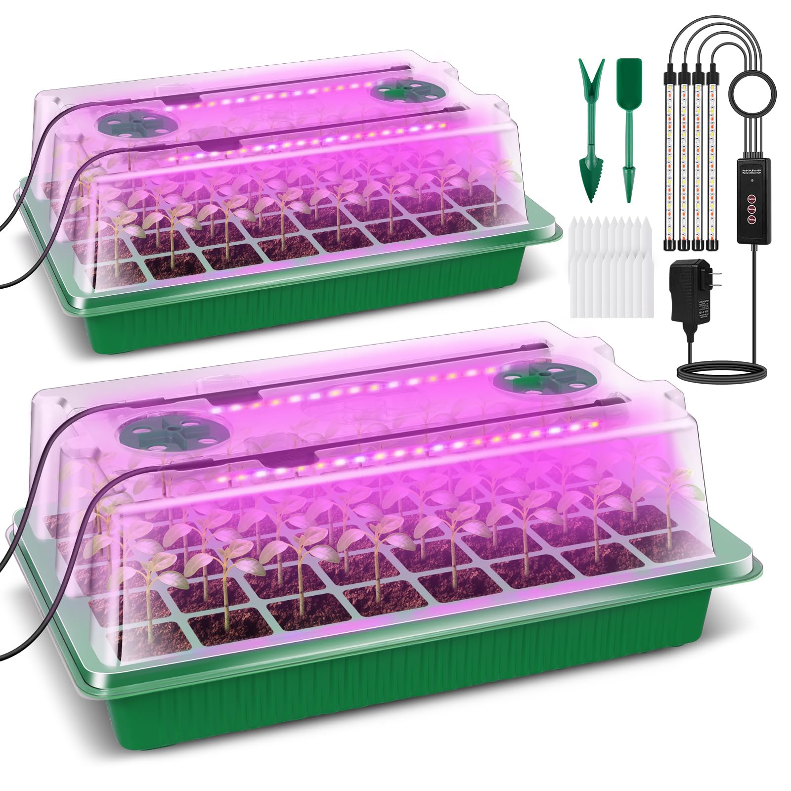 Mroace Seed Starter Tray with Grow Light Set