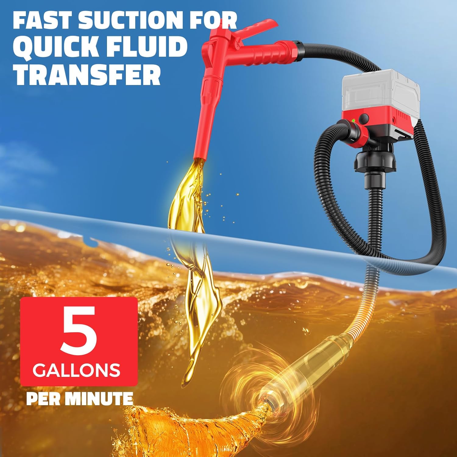 Mroace 5-GPM Dual-Battery Compatible Cordless Fuel Transfer Pump