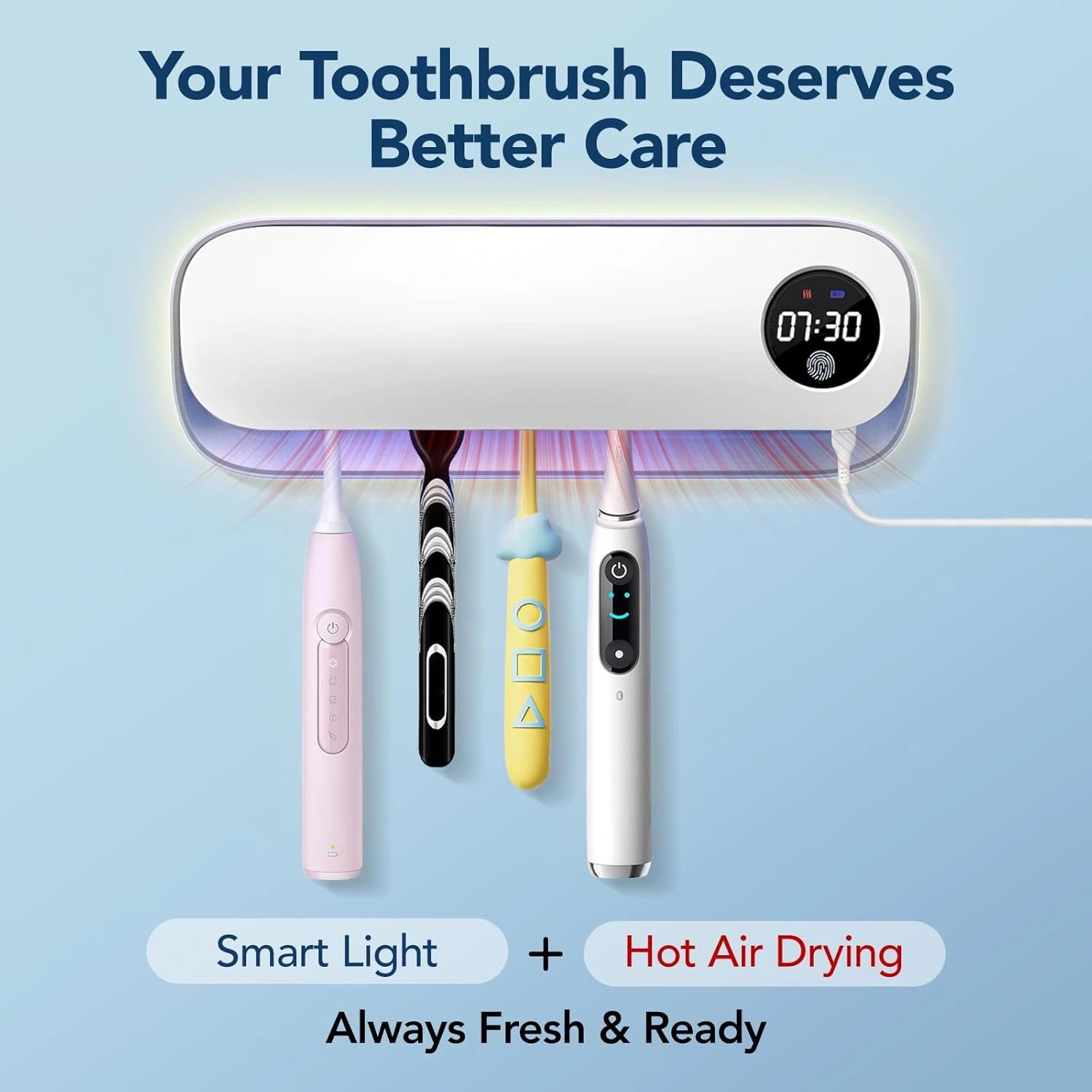 Mroace Smart Drying Wall-Mounted Toothbrush Cleaner