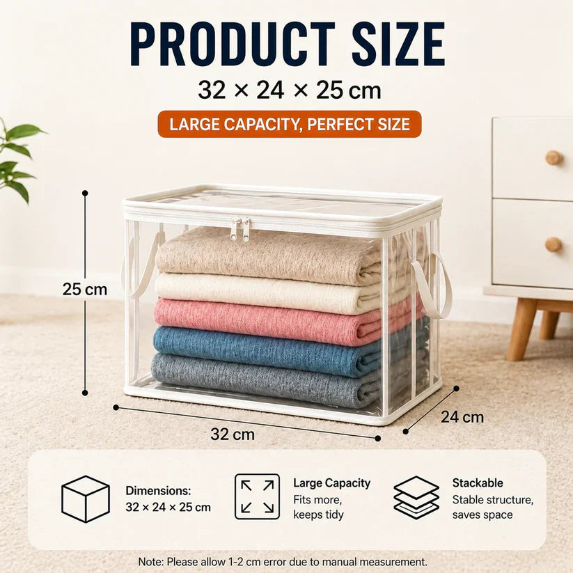 Mroace Portable Large Heavy-Duty Thick Plastic Clear Storage Box