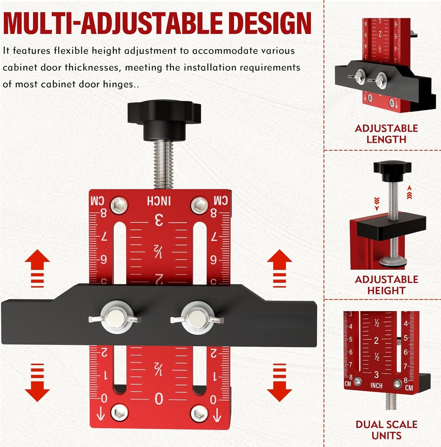 Mroace Aluminum Alloy Adjustable Cabinet Door Mounting Jig