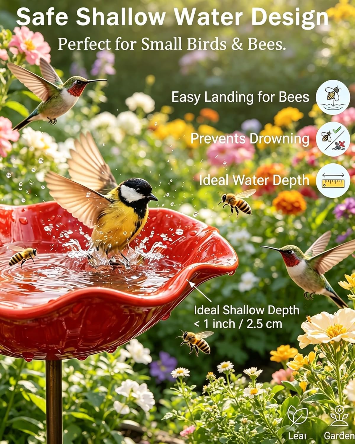 Mroace Decorative Handmade Metal Flower Bird Feeder Garden Stake