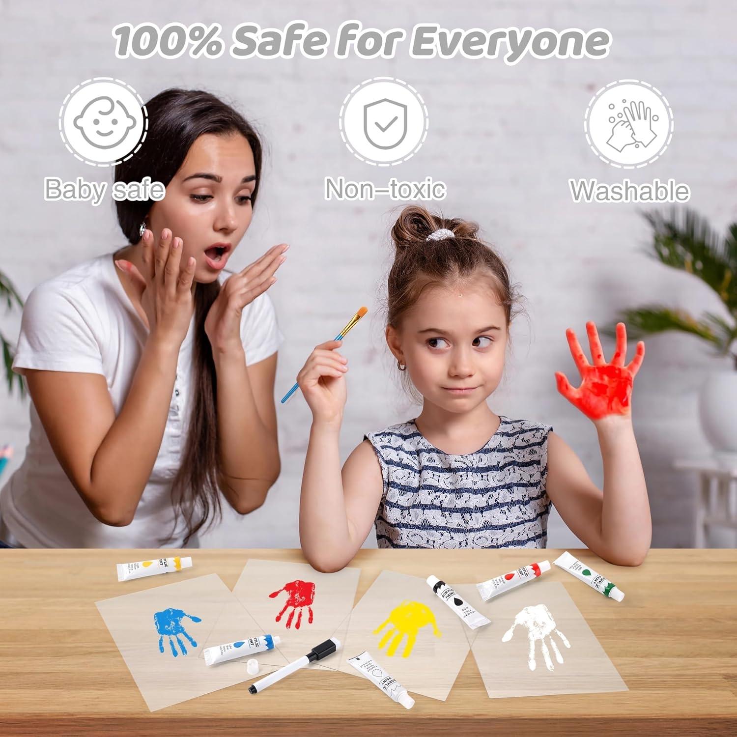 Mroace Wooden Transparent DIY Family Handprint Photo Frame Set