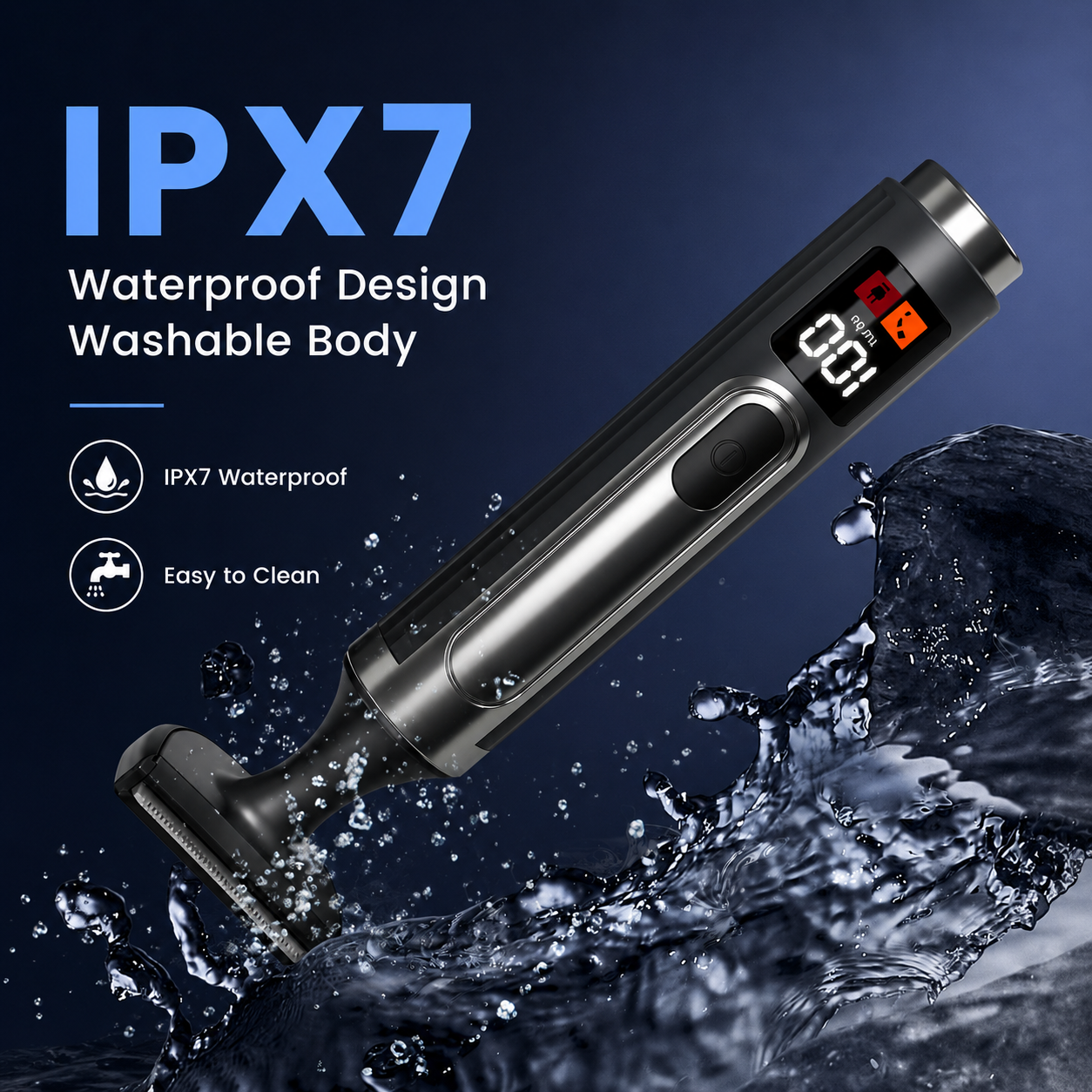 Mroace Waterproof Long Handle Body Grooming Trimmer