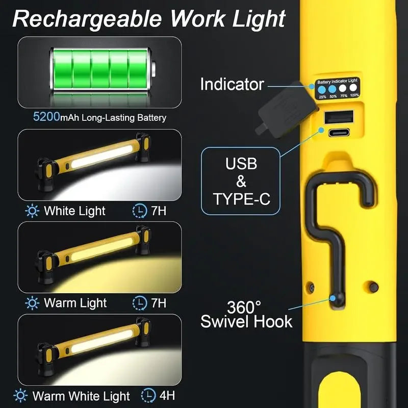 Mroace Magnetic Rechargeable LED Work Light - MROACE