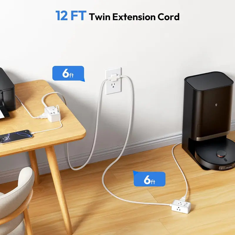 Mroace 18-Foot 6-Outlet Twin Extension Cord Splitter