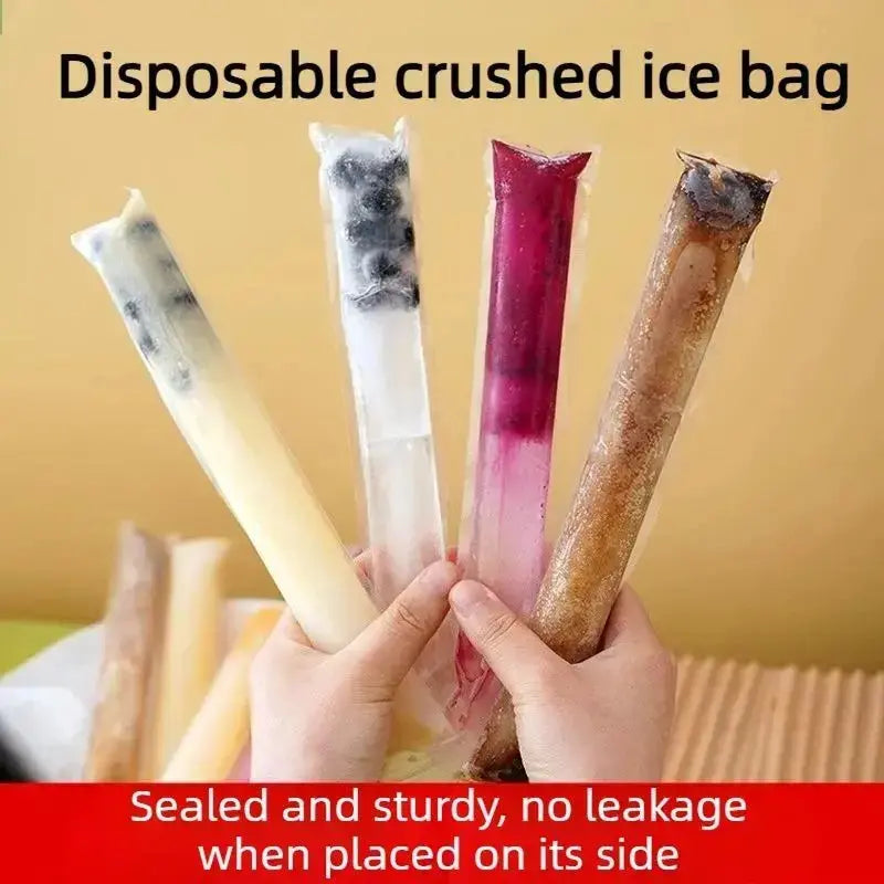 Mroace 100 PCS Food-grade disposable popsicle bags, fruit jelly bags, ice cream, popsicle sticks, long strips, homemade ice pop bags