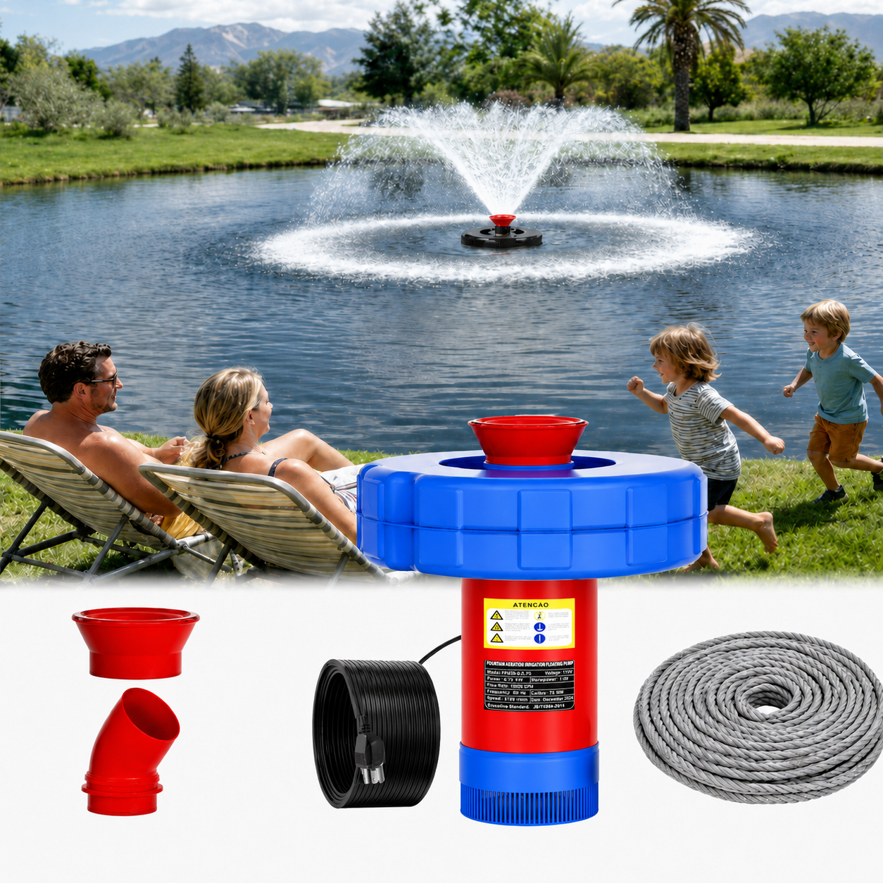 Mroace Fully Automatic Floating Fountain Aerator