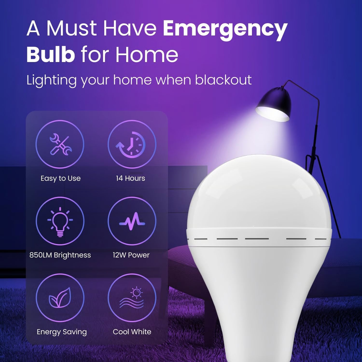 Mroace Emergency Rechargeable LED Light Bulbs