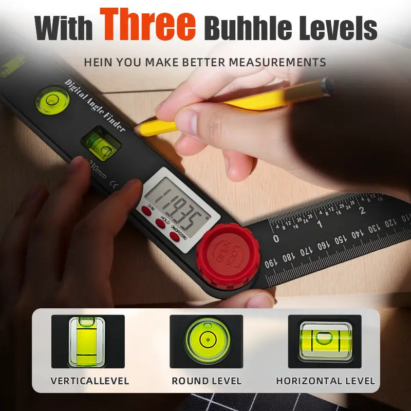 Mroace 2-In-1 Angle Finder Ruler 7-Inch Measuring Tool