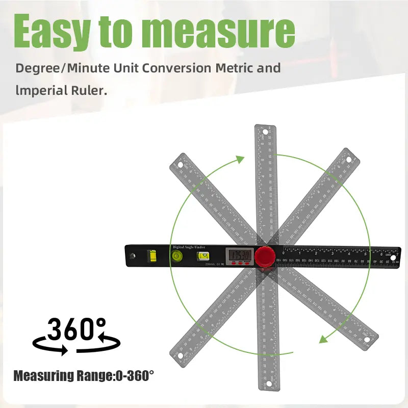 Mroace 2-In-1 Angle Finder Ruler 7-Inch Measuring Tool