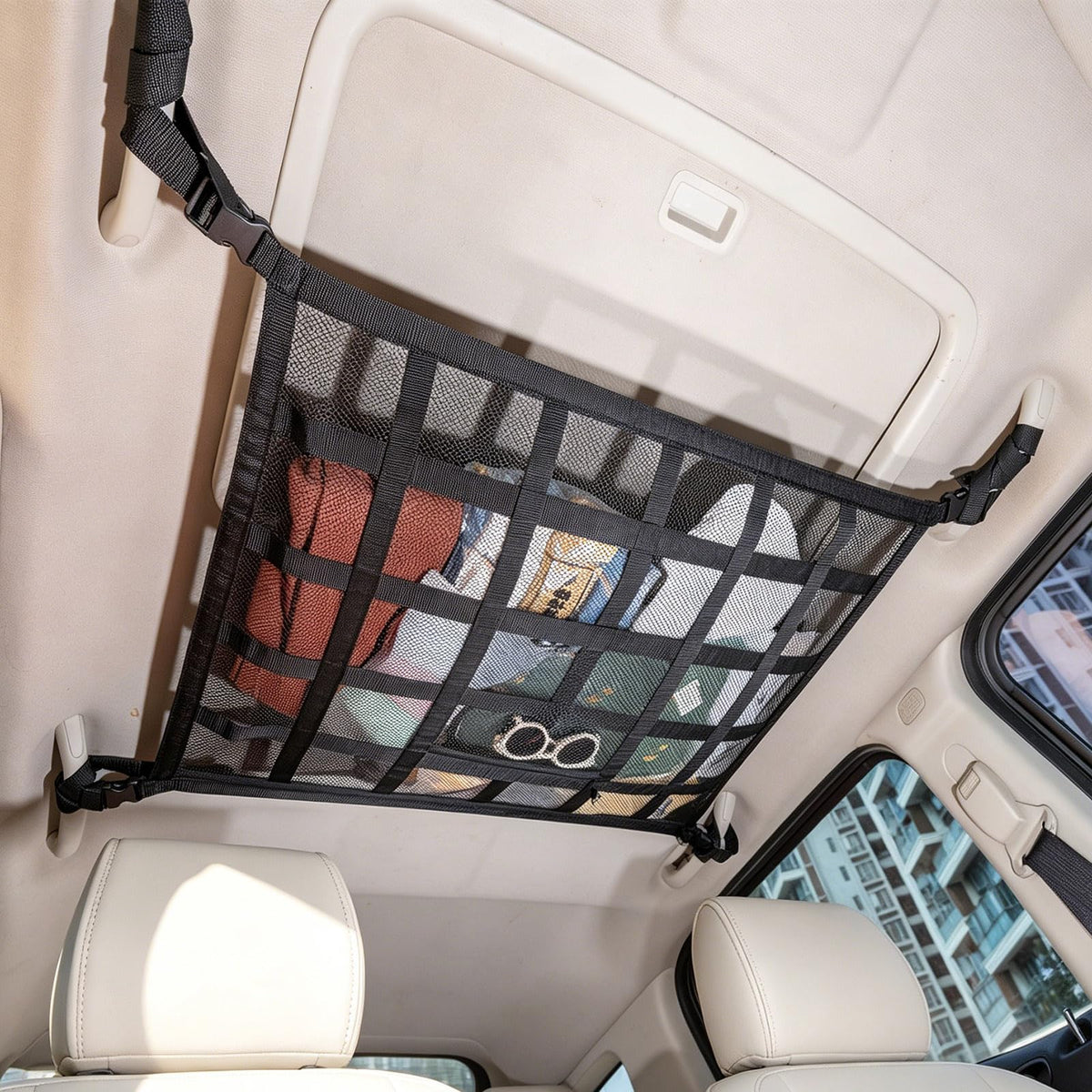 Mroace Double Layer Car Ceiling Cargo Net Organizer