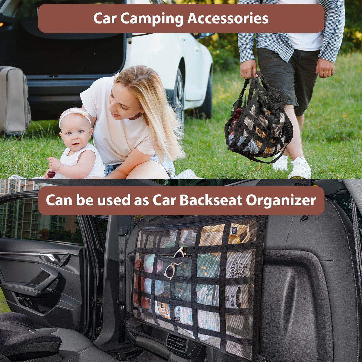 Mroace Double Layer Car Ceiling Cargo Net Organizer