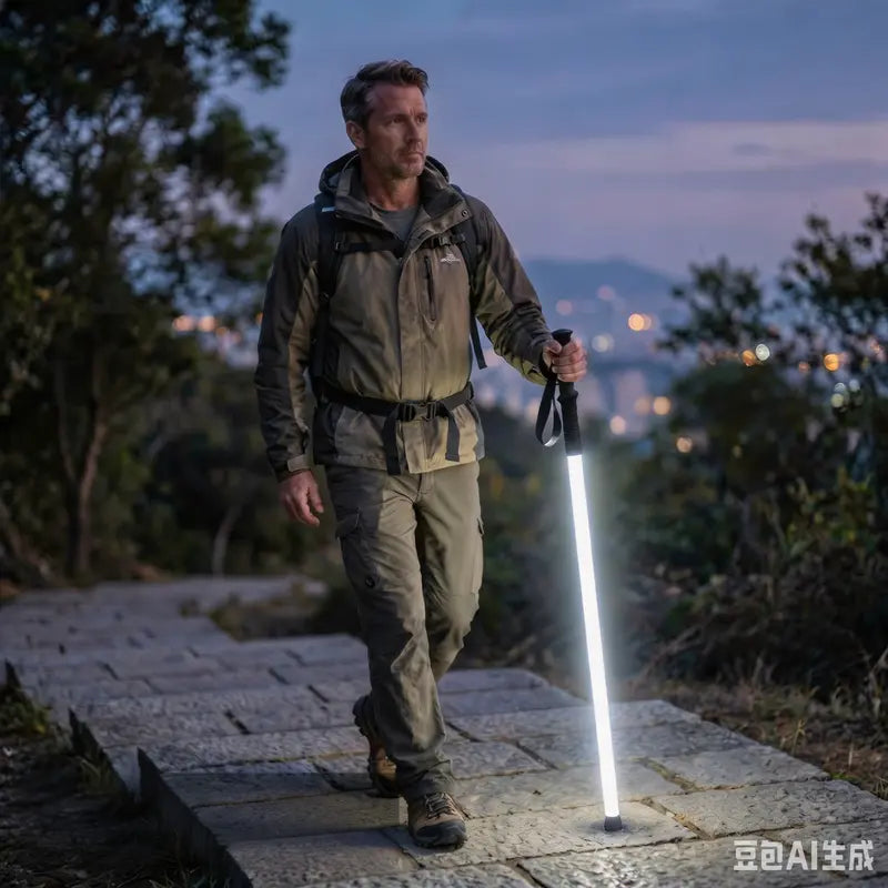 Mroace LED Light Trekking Pole with Adjustable Aluminum Shaft