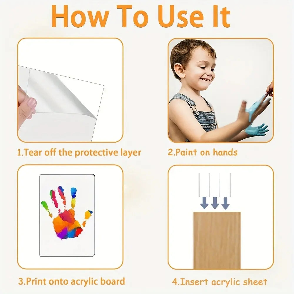 Mroace Wooden Transparent DIY Family Handprint Photo Frame Set