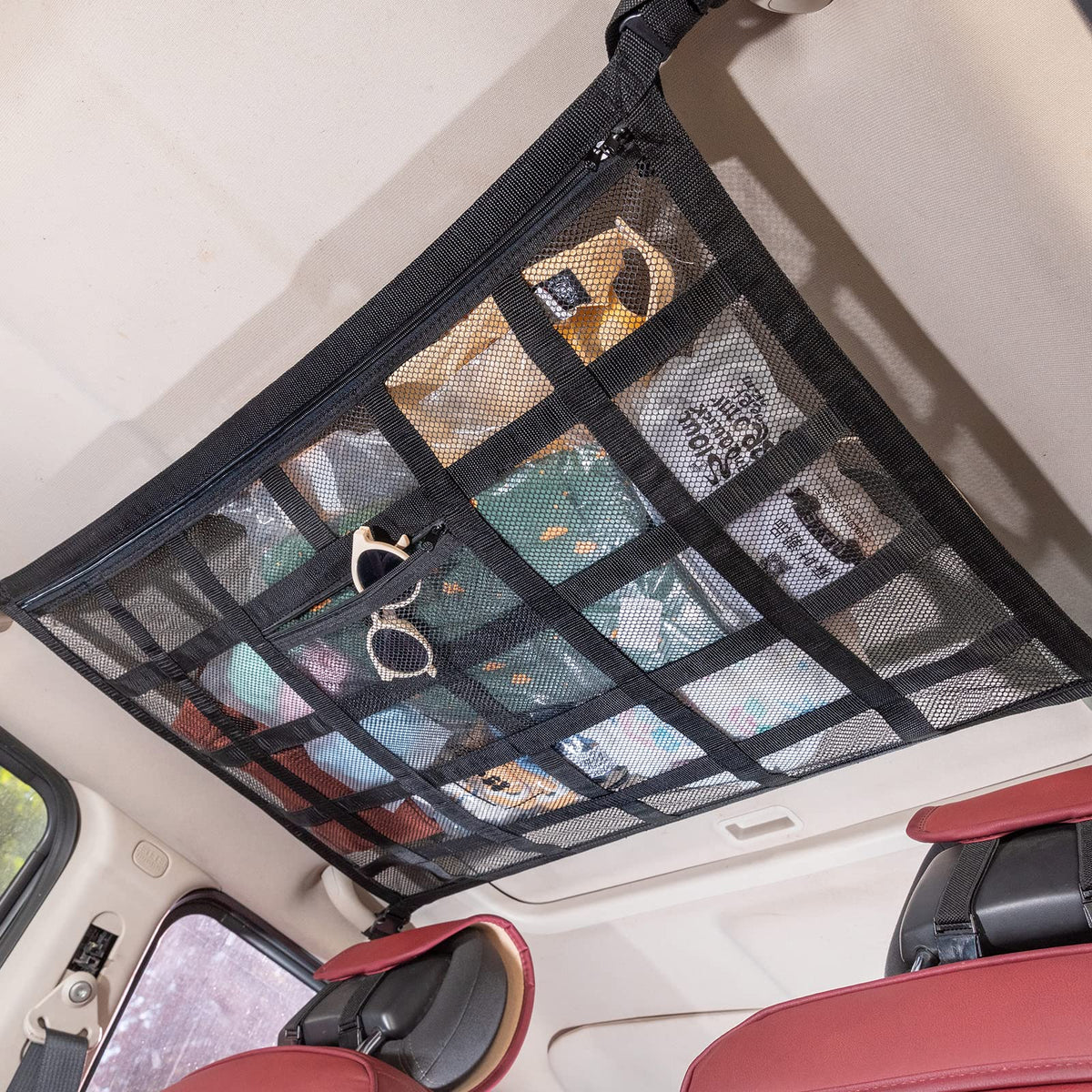 Mroace Double Layer Car Ceiling Cargo Net Organizer