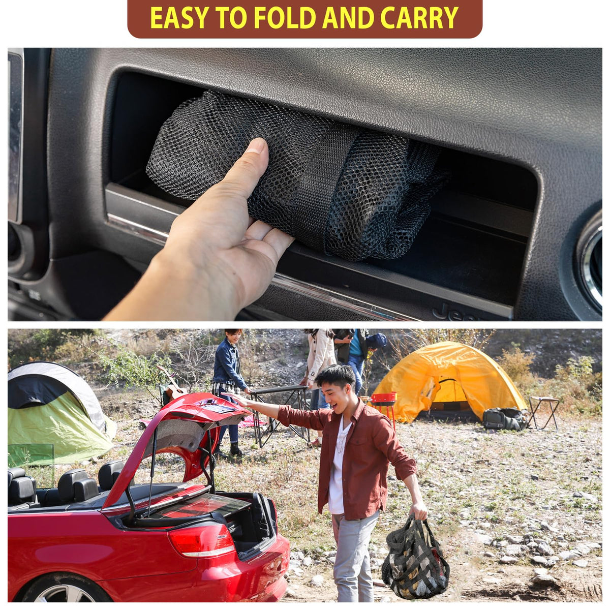 Mroace Double Layer Car Ceiling Cargo Net Organizer