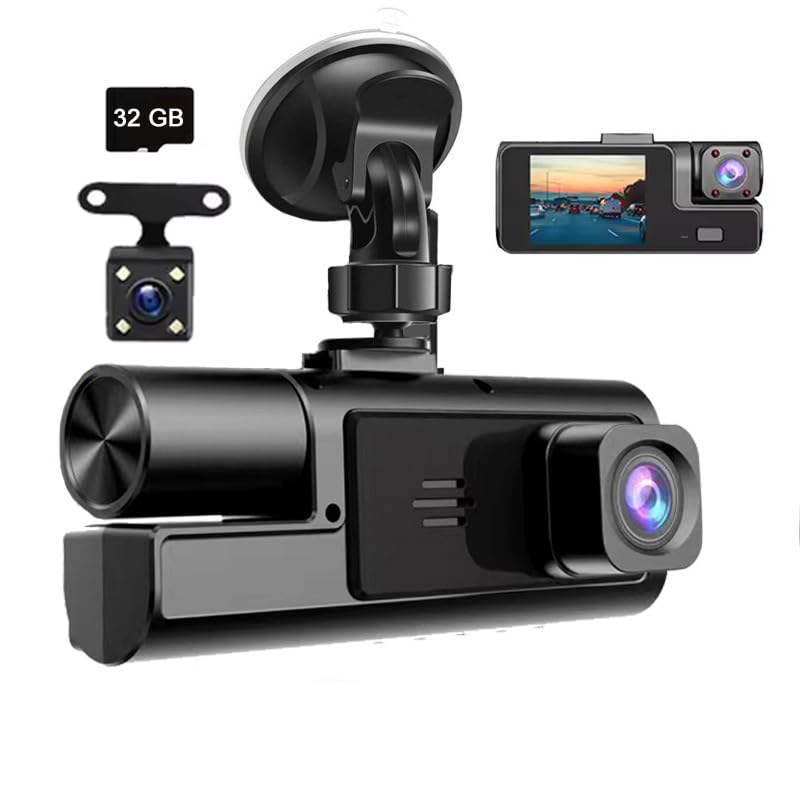 Mroace Dual Dash Camera With Night Vision (Includes 32GB Card）