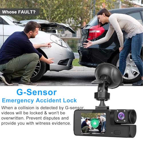 Mroace Dual Dash Camera With Night Vision (Includes 32GB Card）