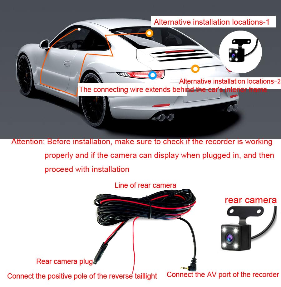 Mroace Dual Dash Camera With Night Vision (Includes 32GB Card）