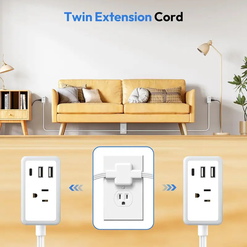 Mroace 18-Foot 6-Outlet Twin Extension Cord Splitter