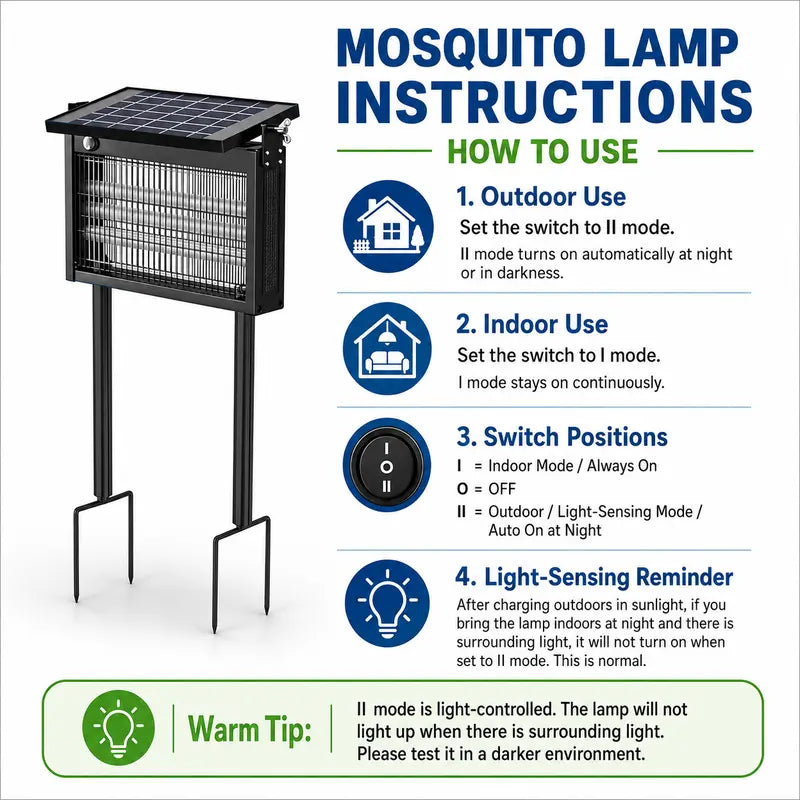 Mroace Smart Light-Sensor Waterproof Solar Bug Zapper
