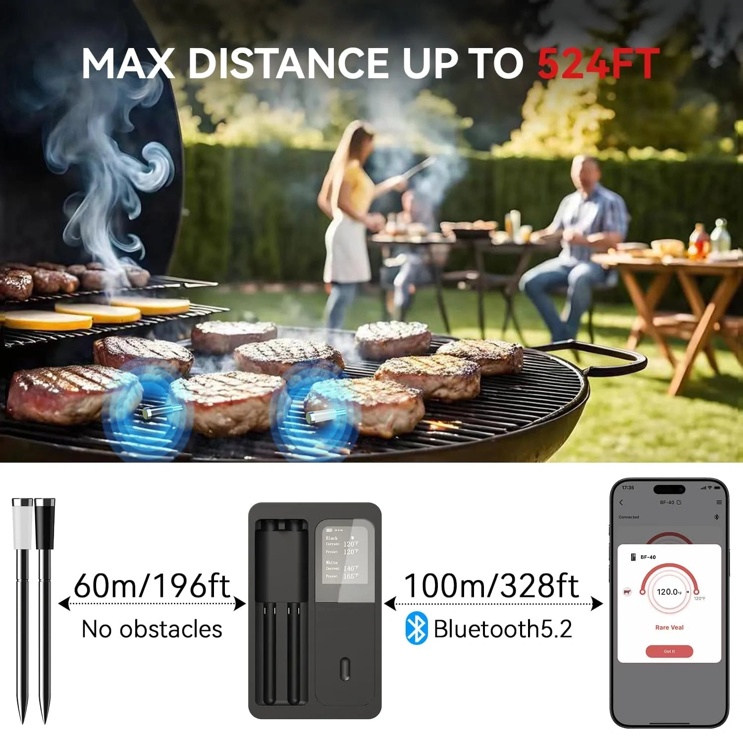 Mroace Bluetooth Wireless Smart Meat Thermometer