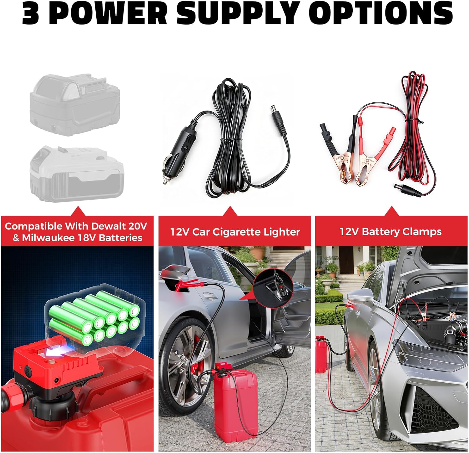 Mroace 5-GPM Dual-Battery Compatible Cordless Fuel Transfer Pump