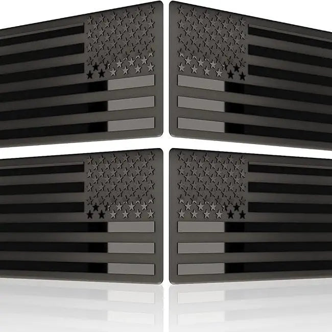 Mroace Black Metal American Flag Badge Decals 4PCS
