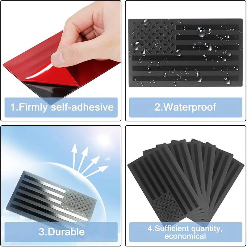 Mroace Black Metal American Flag Badge Decals 4PCS