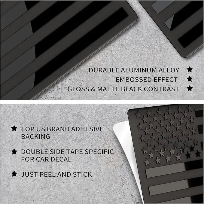 Mroace Black Metal American Flag Badge Decals 4PCS