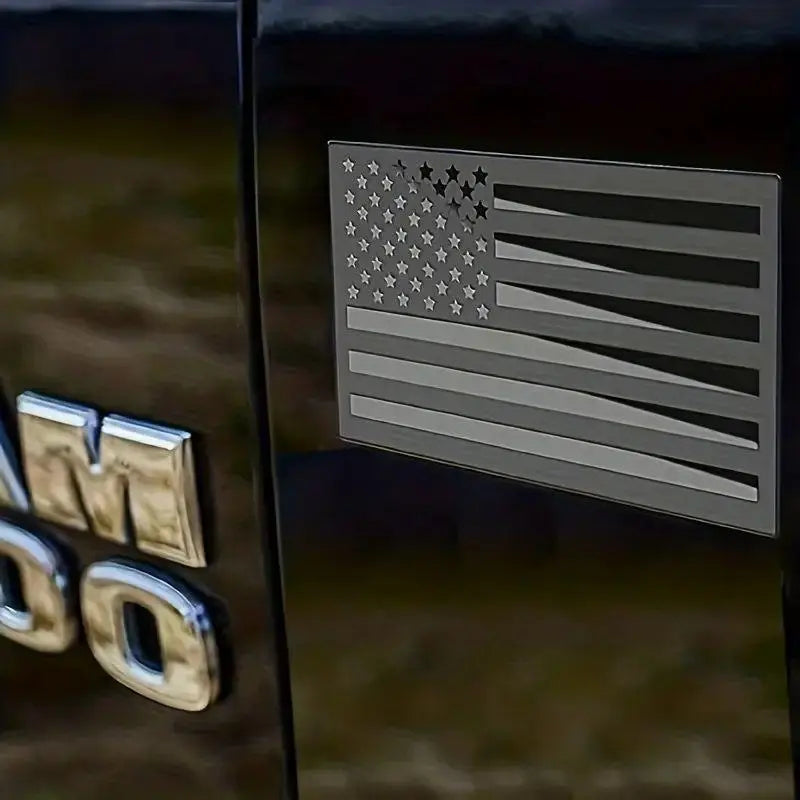 Mroace Black Metal American Flag Badge Decals 4PCS