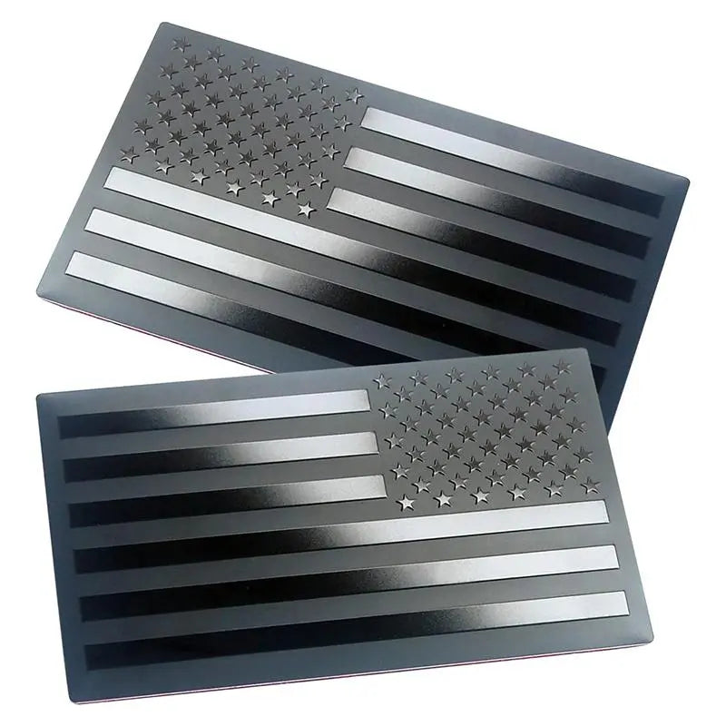 Mroace Black Metal American Flag Badge Decals 4PCS