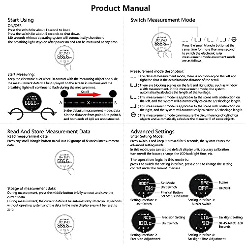 Mroace Rechargeable Digital Rolling Tape Measure