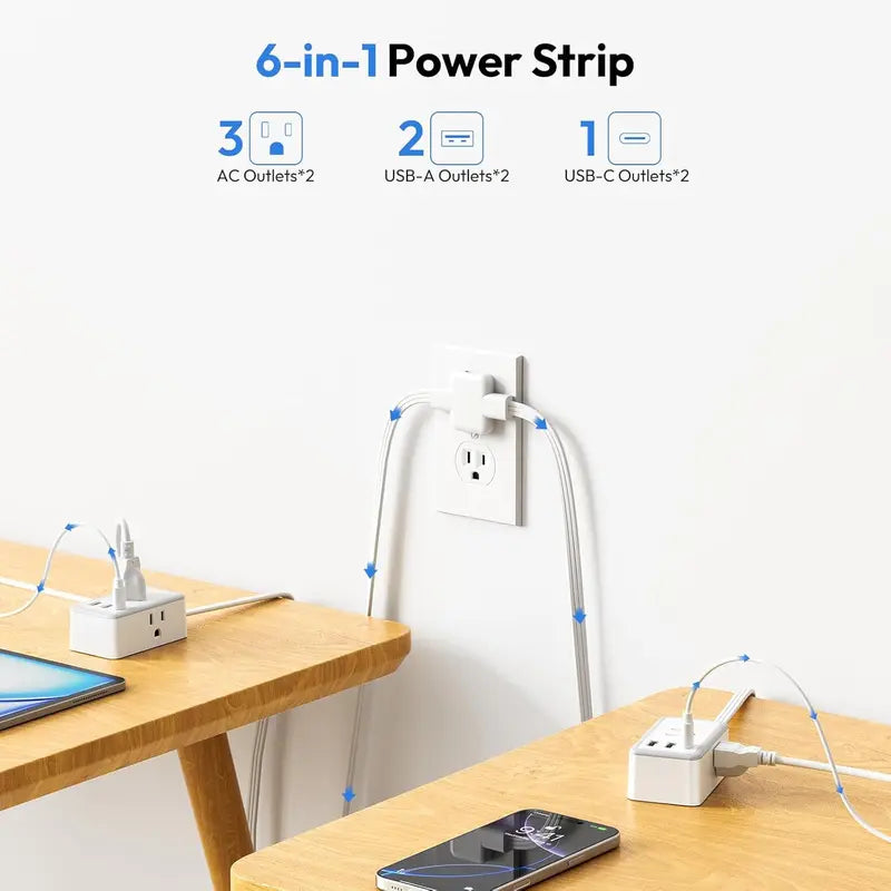 Mroace 18-Foot 6-Outlet Twin Extension Cord Splitter