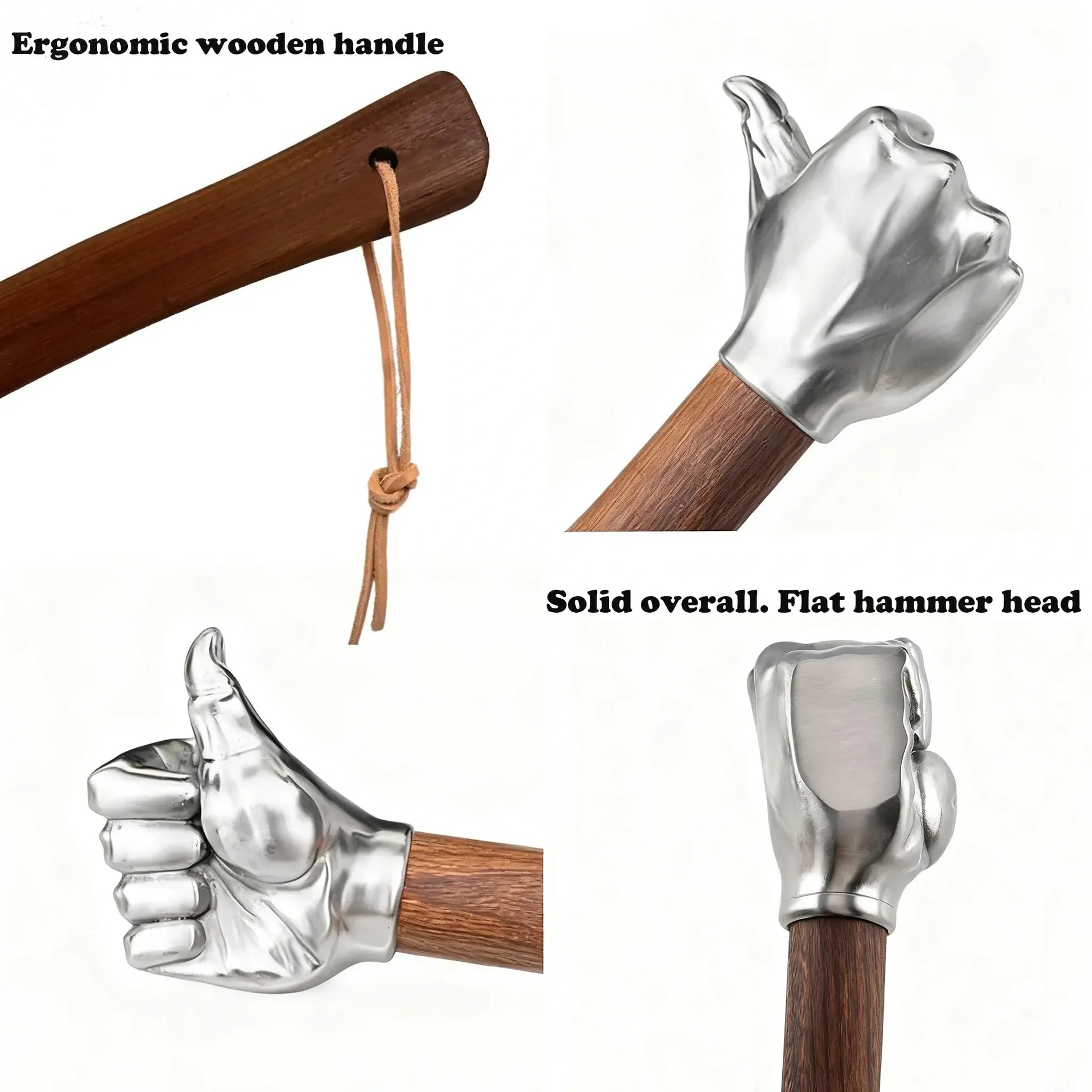 Mroace 2LB Stainless Steel Wooden-Handle Sledge Hammer - MROACE