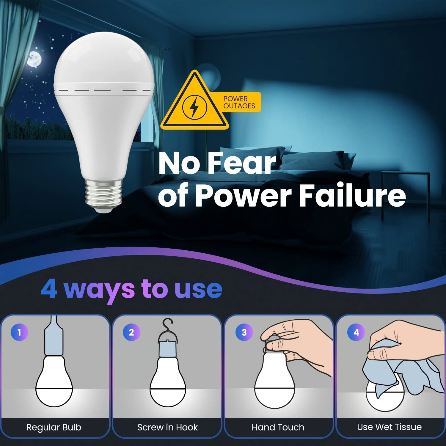 Mroace Emergency Rechargeable LED Light Bulbs