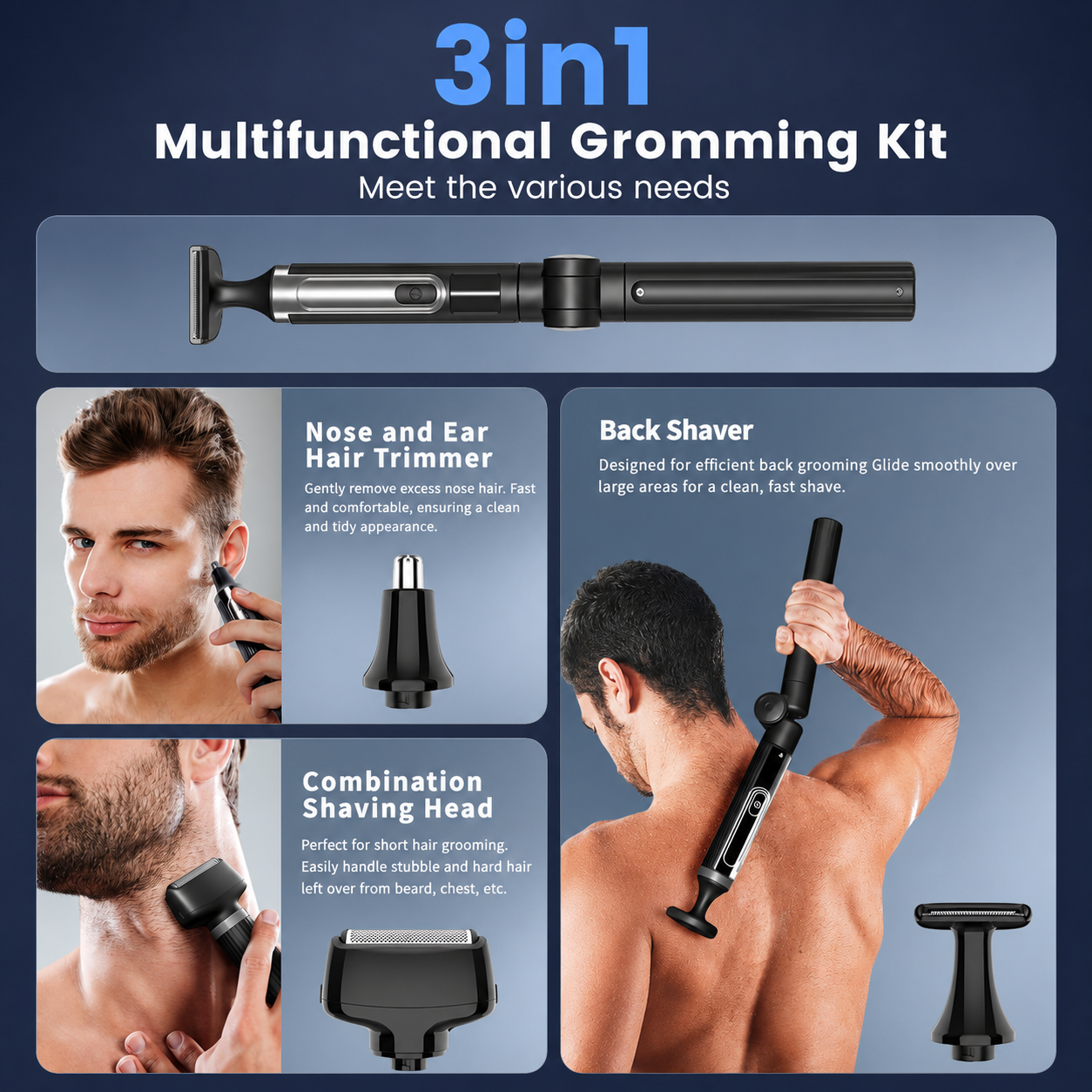 Mroace Waterproof Long Handle Body Grooming Trimmer