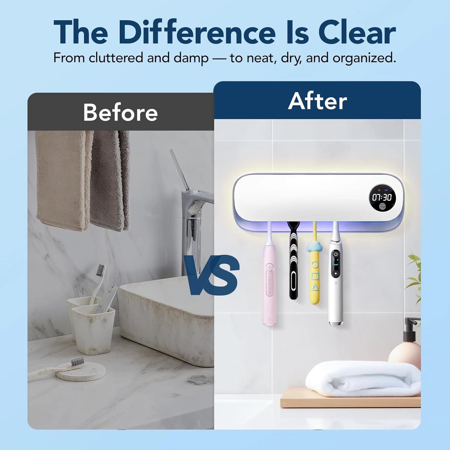 Mroace Smart Drying Wall-Mounted Toothbrush Cleaner