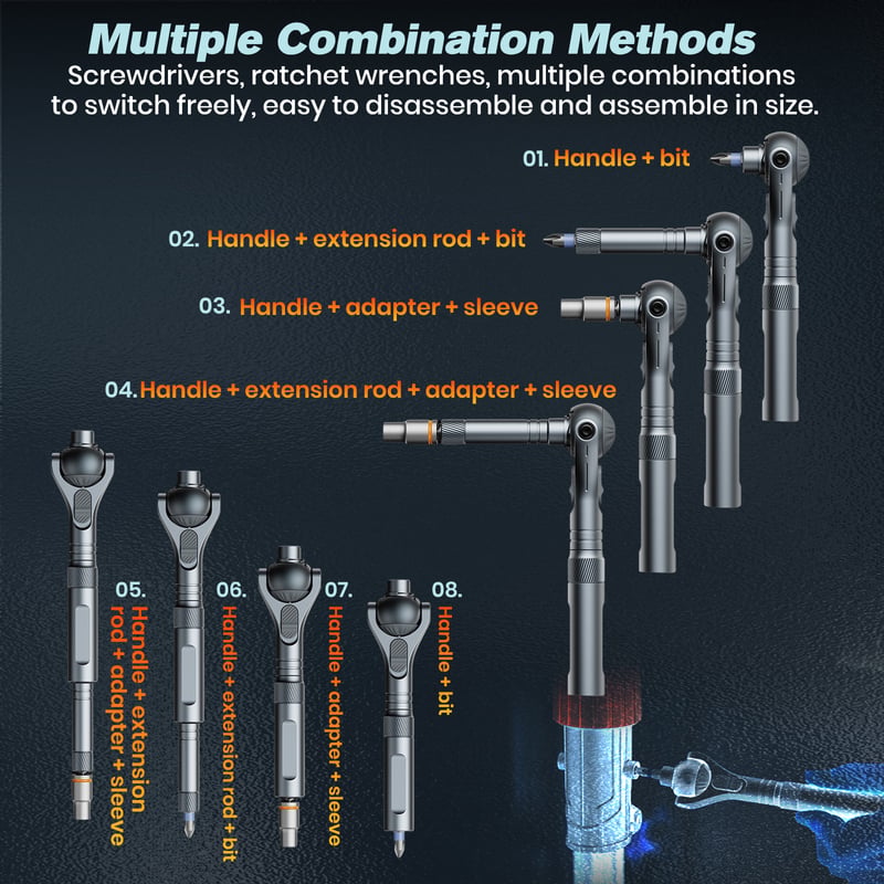 Mroace Flexible Head Magnetic Ratchet Screwdriver Set