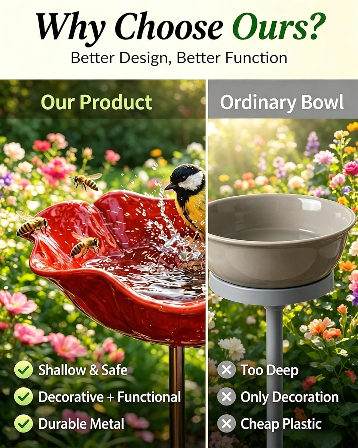 Mroace Decorative Handmade Metal Flower Bird Feeder Garden Stake