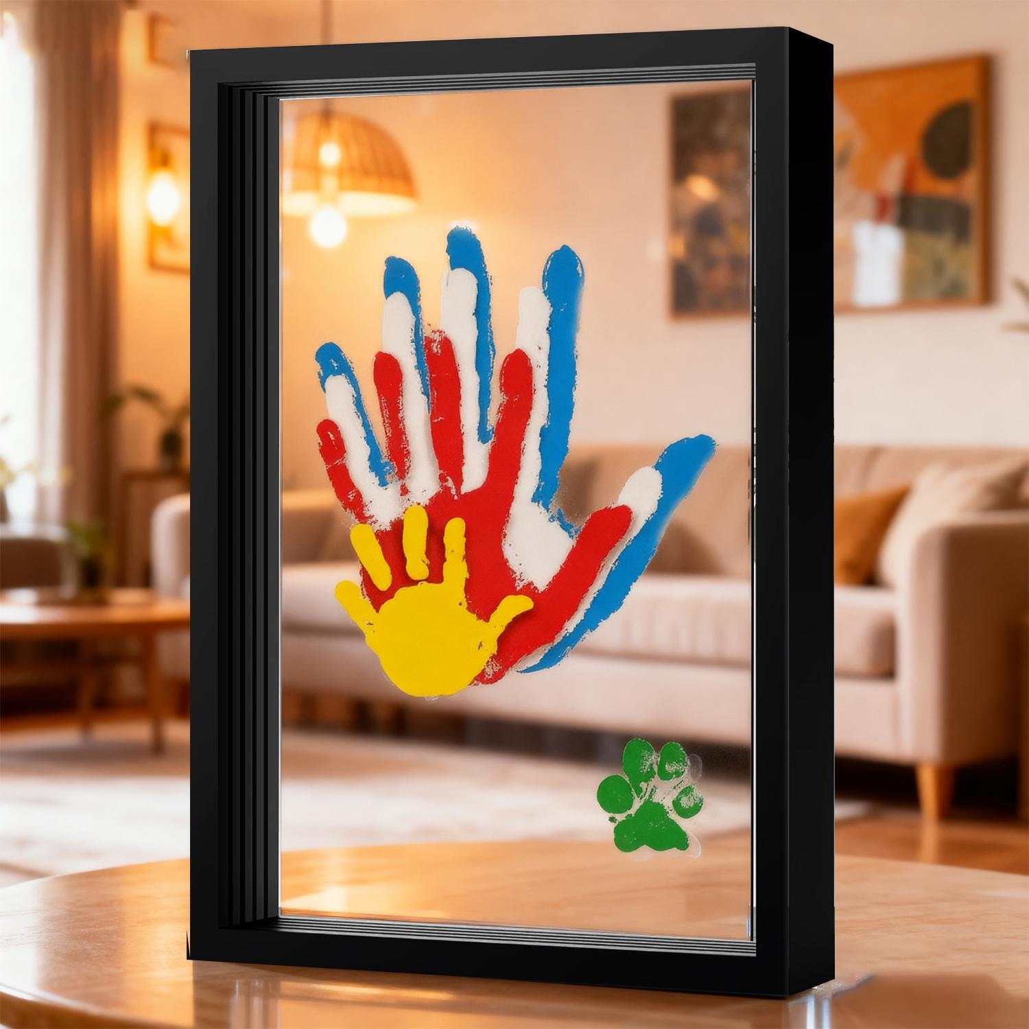 Mroace Wooden Transparent DIY Family Handprint Photo Frame Set