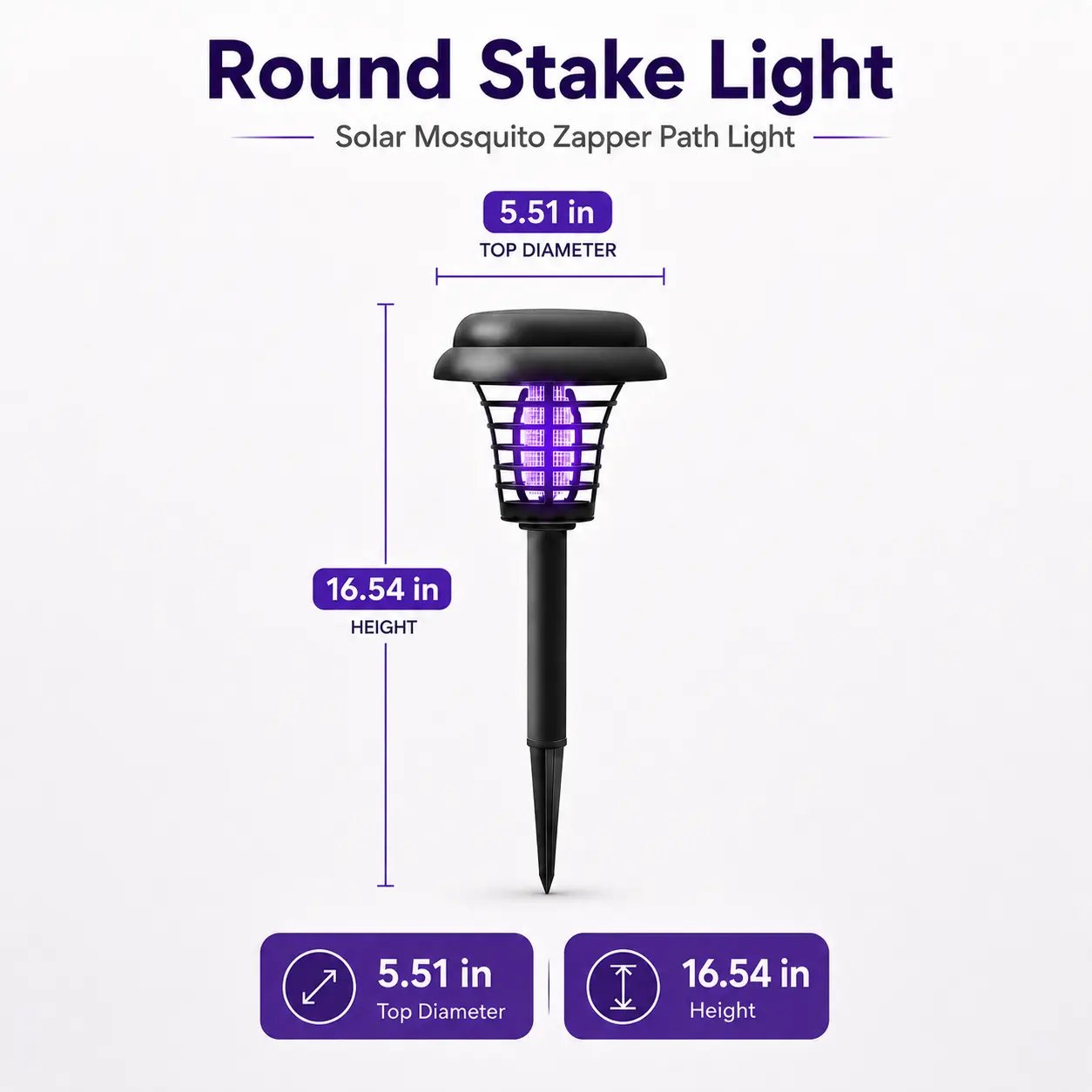 Mroace Solar Mosquito Zapper Light – Outdoor Garden Stake Lamp, UV Insect Killer & Solar Pathway Light