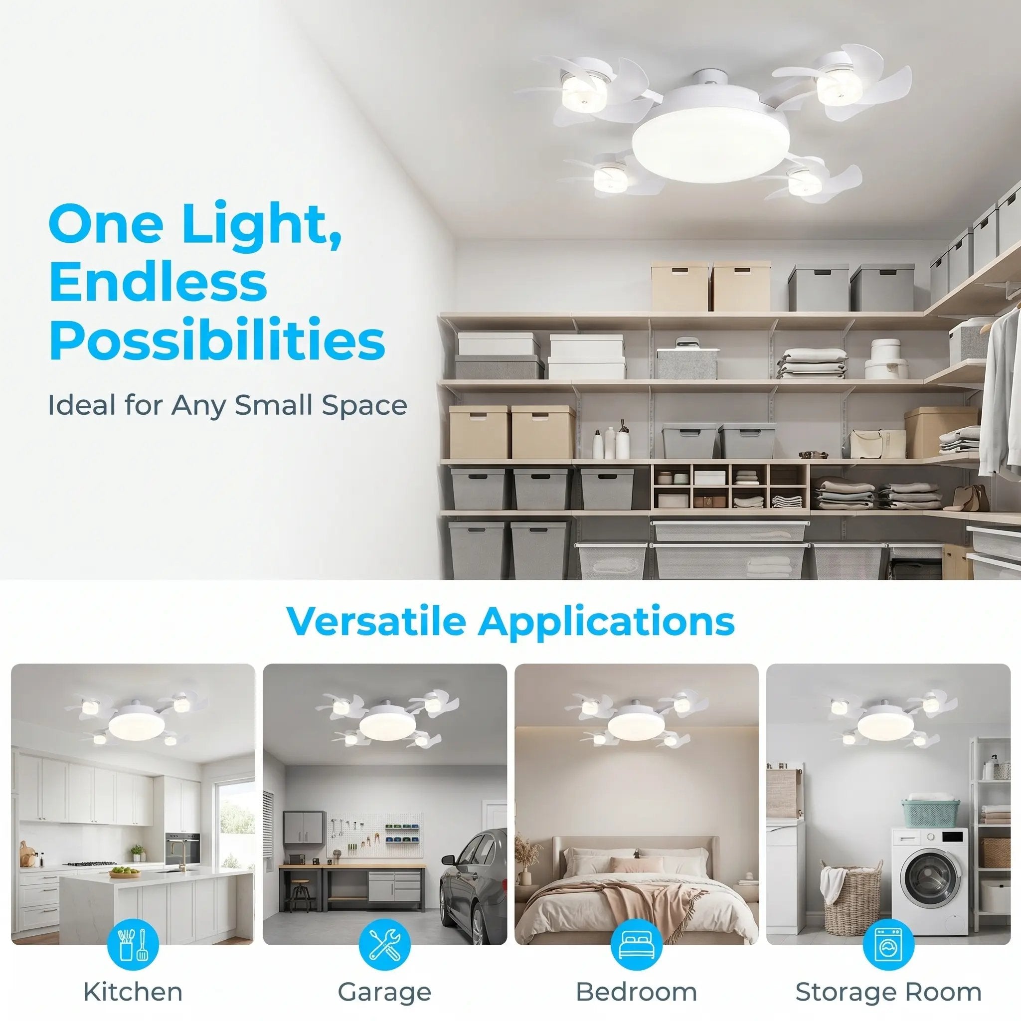 Mroace Light-Silent LED Ceiling Fan with Remote