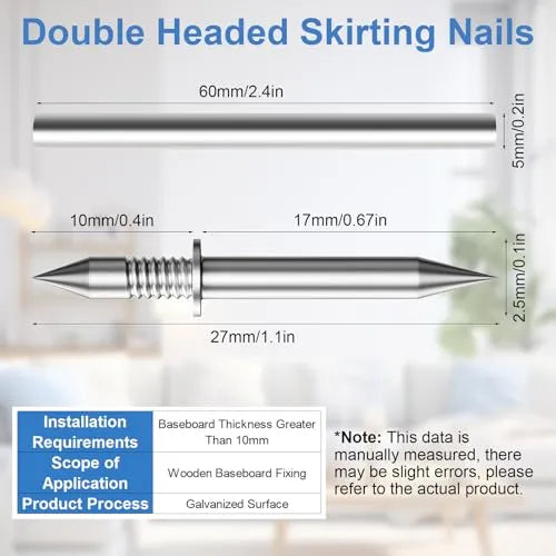 Mroace Invisible Double Headed Skirting Nails